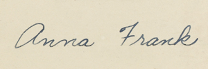 signature of Anna Frank